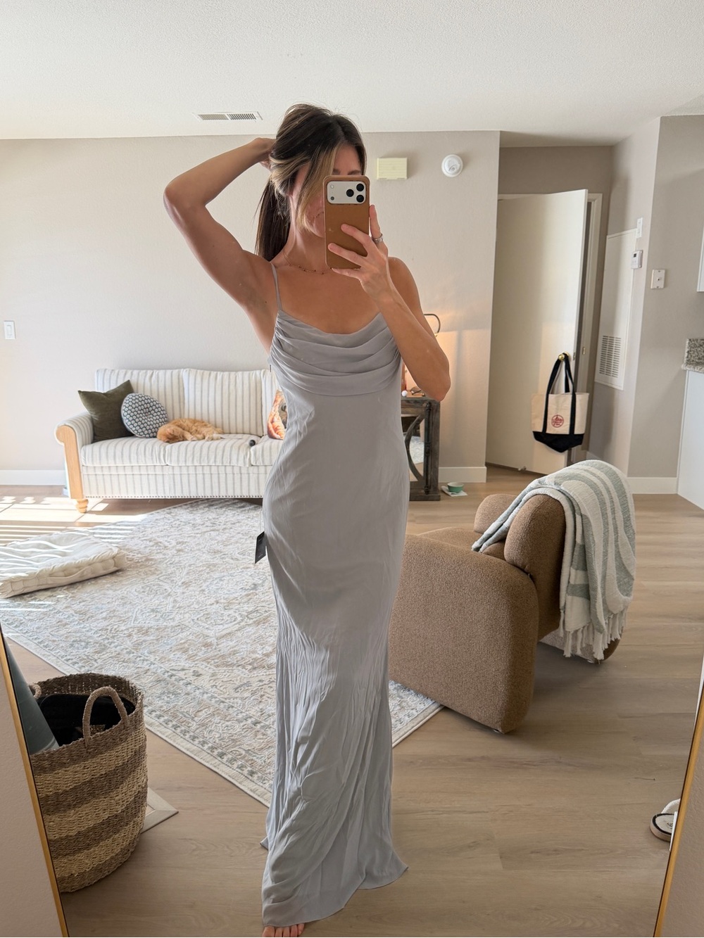 LULUS Light Gray maxi gown